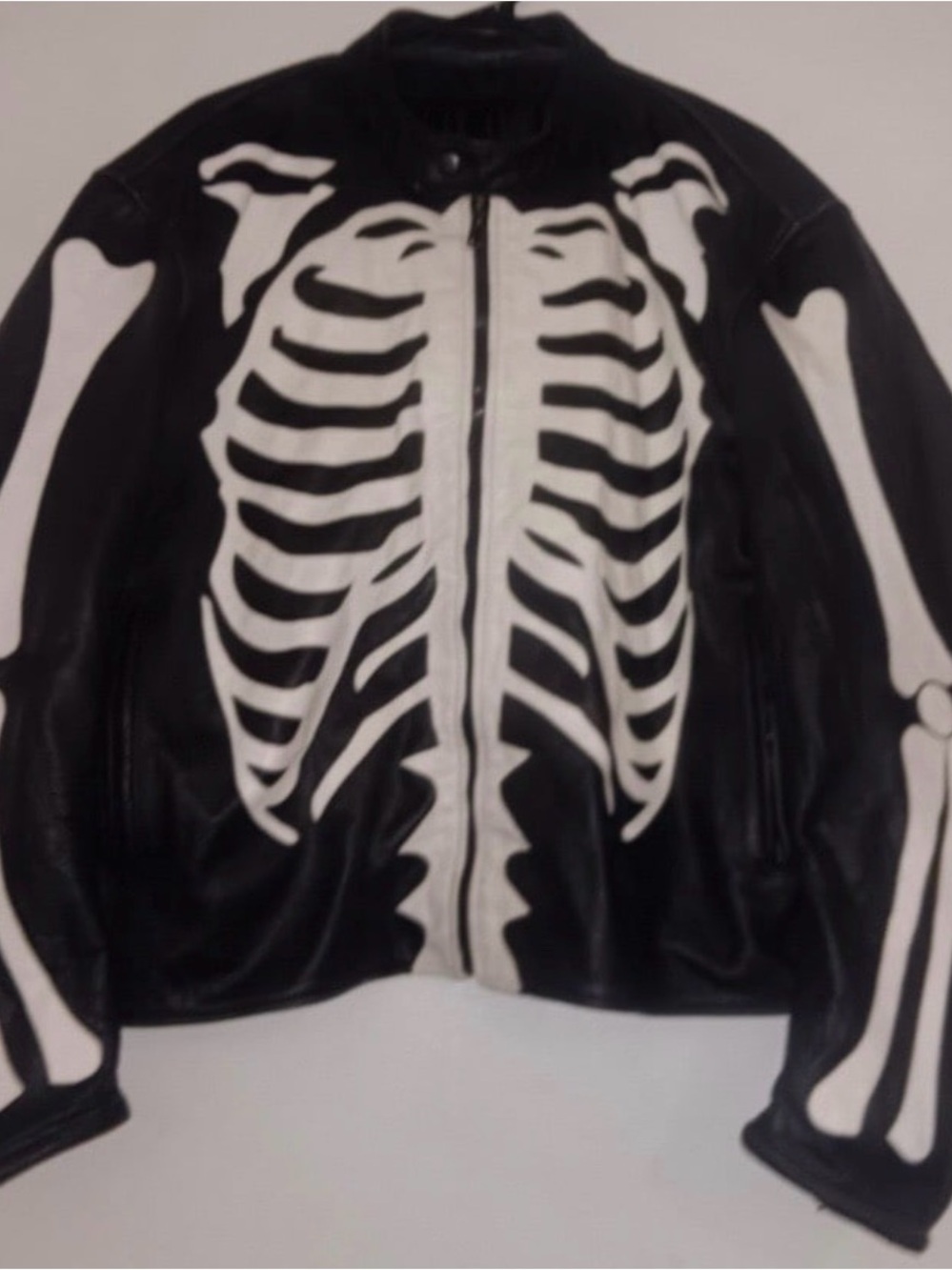 The Chicago Alley Leather Jacket Bones Skeleton Mens Large